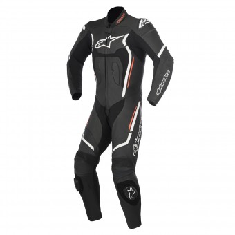 Tute Moto in pelle Alpinestars Motegi V2 Black White Red Fluo