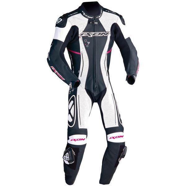 Tute Moto in pelle Ixon Astrale Nero Bianco Fucsia