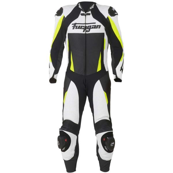Tute Moto in pelle Furygan Full Apex White Yellow Fluo Black