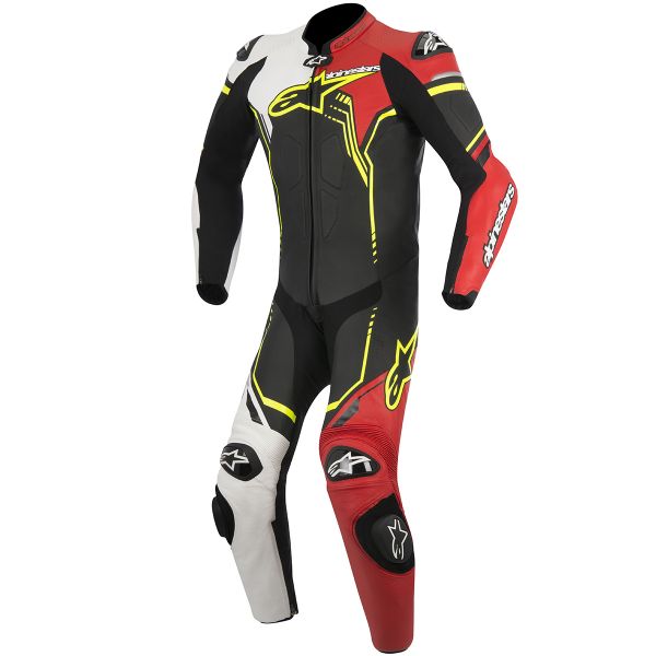 Tute Moto in pelle Alpinestars GP Plus Leather Suit Black White Red Yellow Fluo