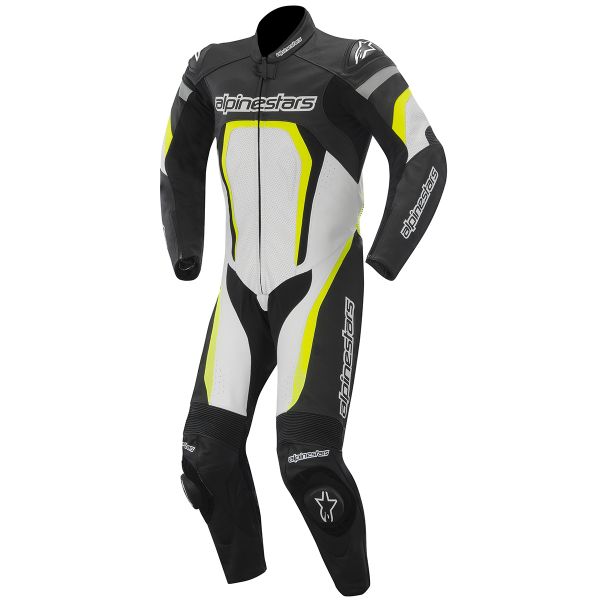 Tute Moto in pelle Alpinestars Motegi Suit Black Yellow Fluo