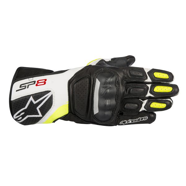 Guanti moto Alpinestars SP-8 V2 Black White Yellow Fluo