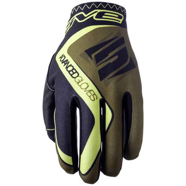 Guanti moto Five MX Practice Kaki Yellow Fluo