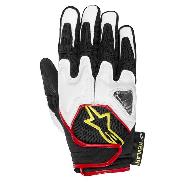 Guanti moto Alpinestars Scheme Kevlar Nero Bianco Giallo Fluo