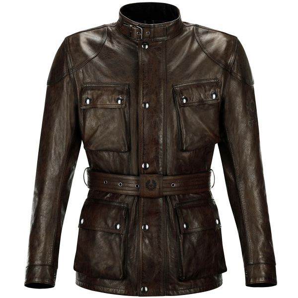 Giacche Moto Lunghe Belstaff Classic Trophy Leather Black Brown
