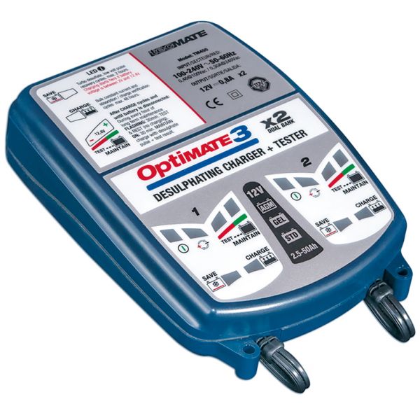 Caricabatterie Tecmate Caricatore del tester Optimate 3 x2 TM-450 Pro