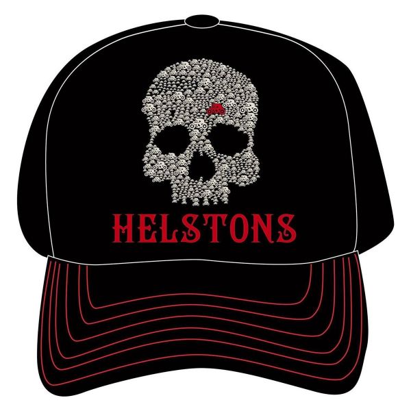 Berretti da baseball moto Helstons Skull Riders Black Black Red