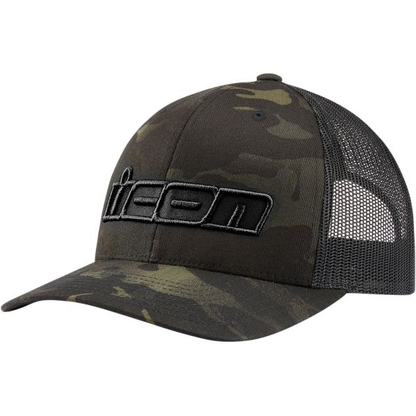 Berretti da baseball moto ICON MC Punch Hat Black Camo Berretti da baseball moto ICON MC Punch Hat Black Camo