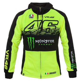 Pullover Moto VR 46 Fleece Zip Replica Monster Fluo Yellow VR46