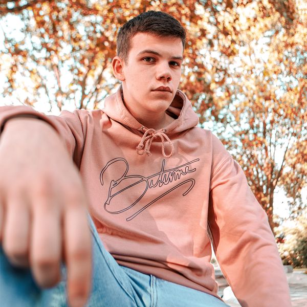 Pullover Moto 100% Bitume Art Letter Pink Black Hoodie