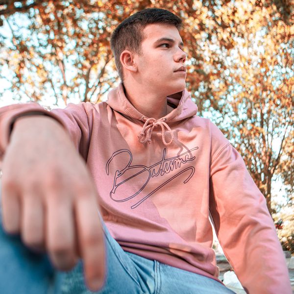 100% Bitume Art Letter Pink Black Hoodie