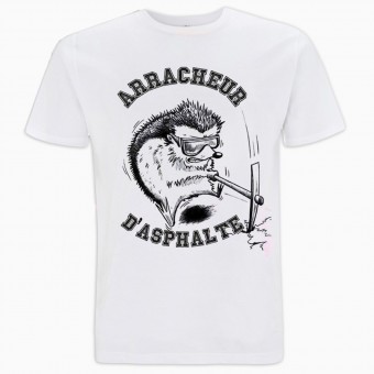 T-Shirt Moto 100% Bitume Arracheur d'Asphalte Blanc T-Shirt Moto 100% Bitume Arracheur d'Asphalte Blanc