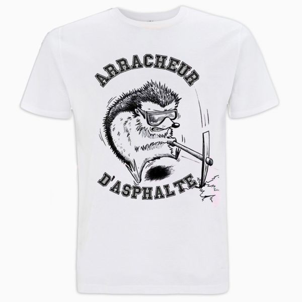 T-Shirt Moto 100% Bitume Arracheur d'Asphalte Blanc