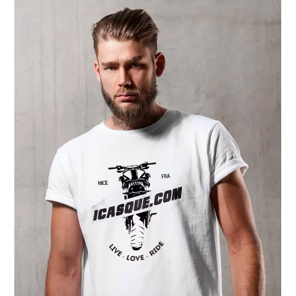 T-Shirt Moto iCasque Live Love Ride White T-Shirt Moto iCasque Live Love Ride White