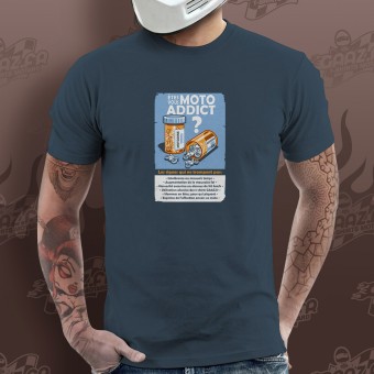 T-Shirt Moto Gaaz Moto Addict (Blu Grigio)