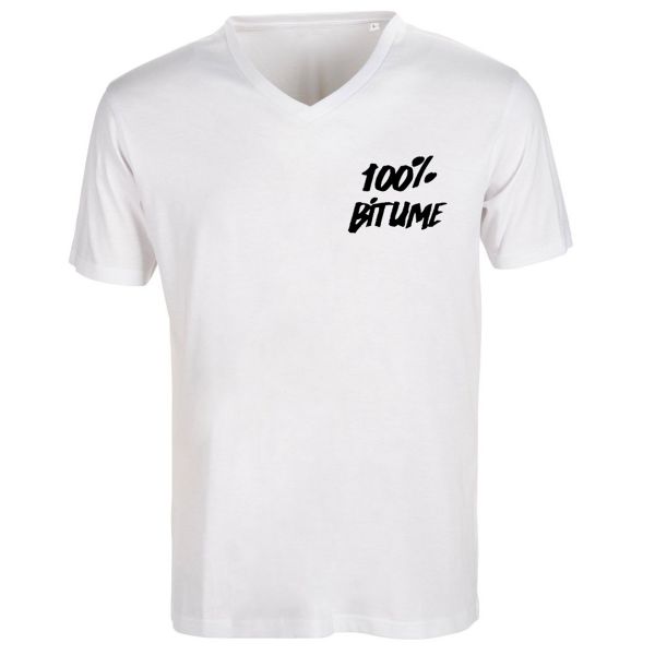 T-Shirt Moto 100% Bitume Asphalt White