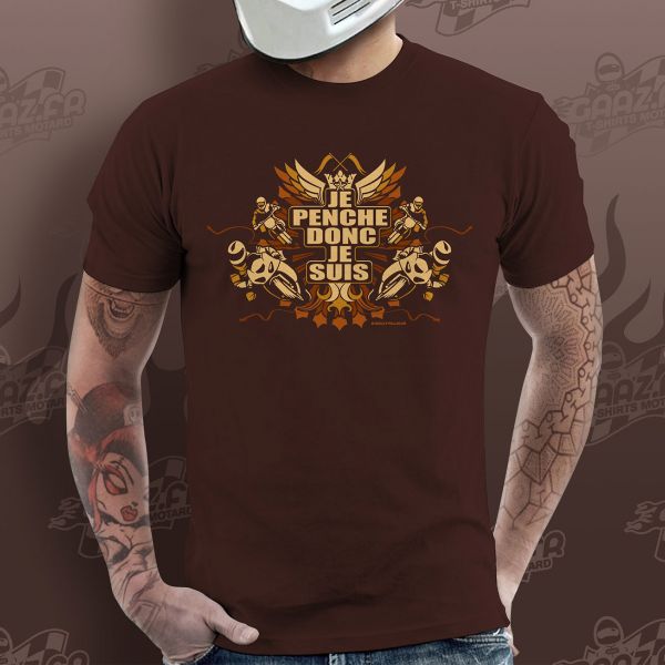 T-Shirt Moto Gaaz Je Penche donc je Suis (Cioccolato)