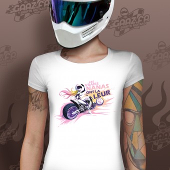 T-Shirt Moto Gaaz Les Vraies Nanas Donna (Bianco)