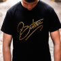 T-Shirt Moto 100% Bitume Art Letter Black Gold Tee