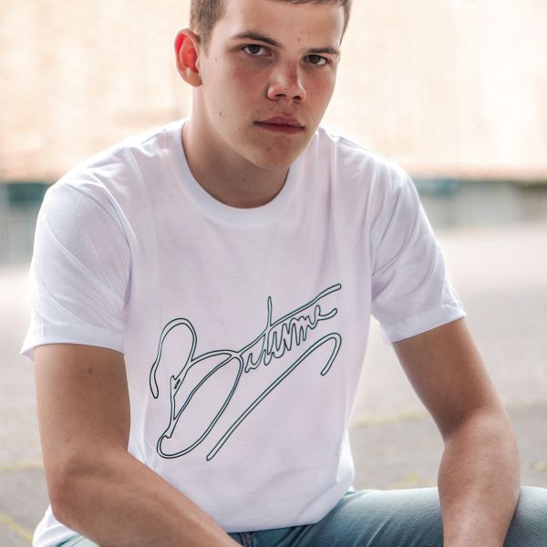 T-Shirt Moto 100% Bitume Art Letter White Black Tee