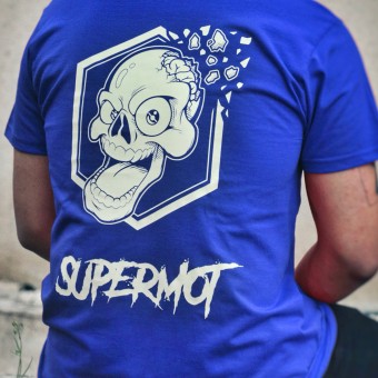 T-Shirt Moto Kikaninac T-Shirt Supermot Skull Blu