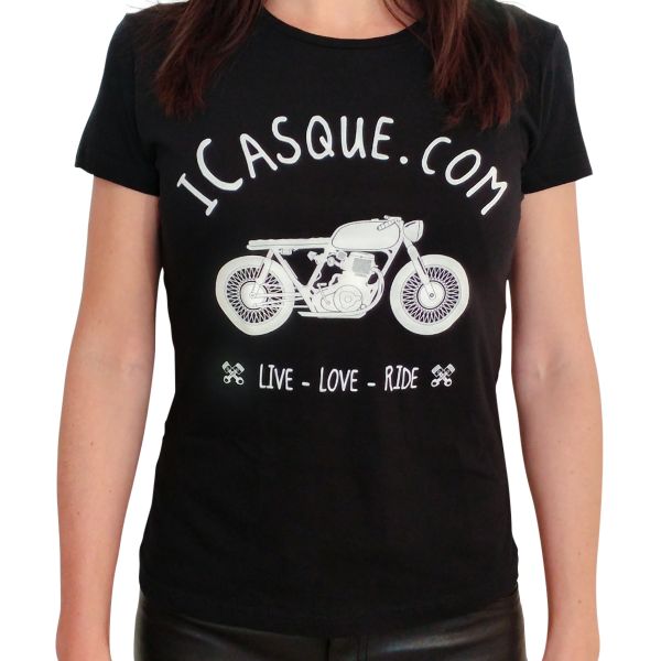 T-Shirt Moto iCasque Vintage Tee iCasque Lady Black T-Shirt Moto iCasque Vintage Tee iCasque Lady Black