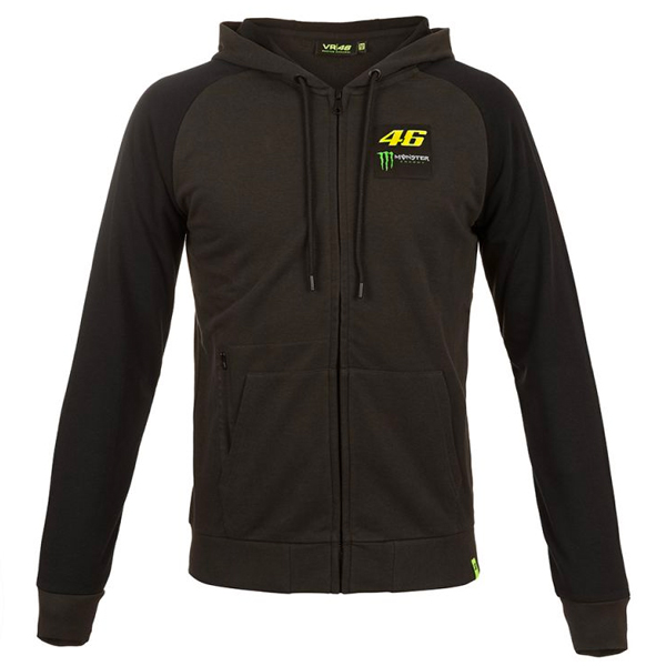 Giacche VR 46 Hoodie Zip Dual Monster VR46 Nero Grigio Giacche VR 46 Hoodie Zip Dual Monster VR46 Nero Grigio