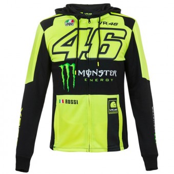 Giacche VR 46 Hoodie Zip Replica Monster VR46 Giallo Fluo