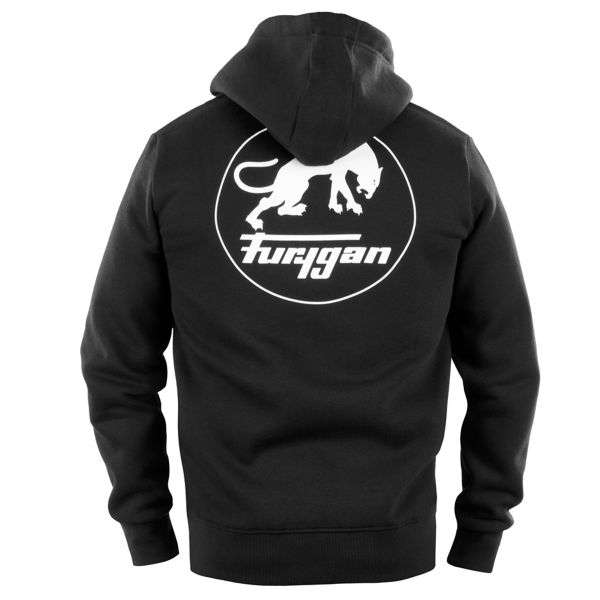 Furygan Felpa con cappuccio Corpo Zip Nero Bianco